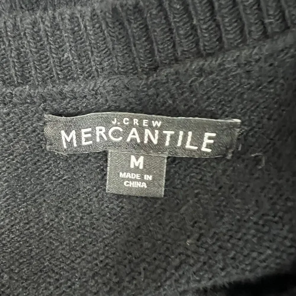 J. Crew Mercantile Wool Blend Ruffle Cuffs Womens Knit Black Sweater Sz Medium